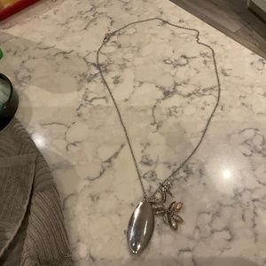Fun silver tone long necklace
